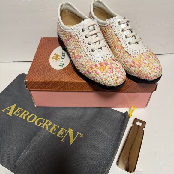 Aerogreen Shoes - AEROGREEN Costa Pink and White  Woven Golf Shoes RT 1100 Womens